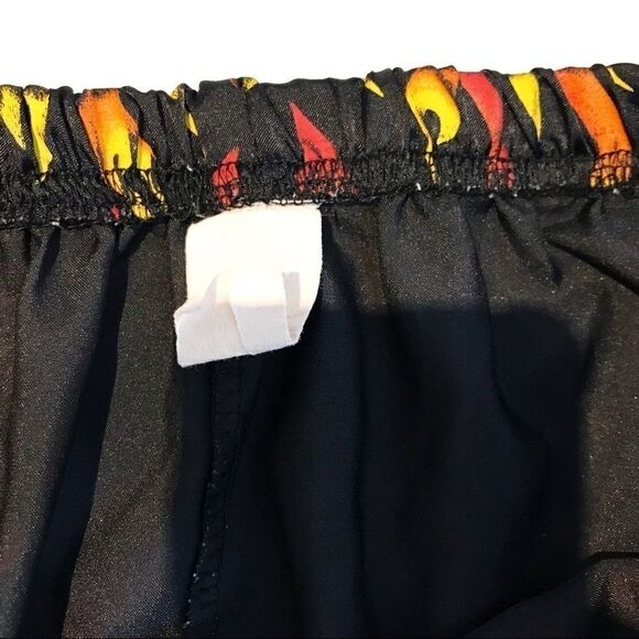 VINTAGE 90's Alternative Black Satin Fire Print Lounge Pant🌻💚 - Picture 6 of 7